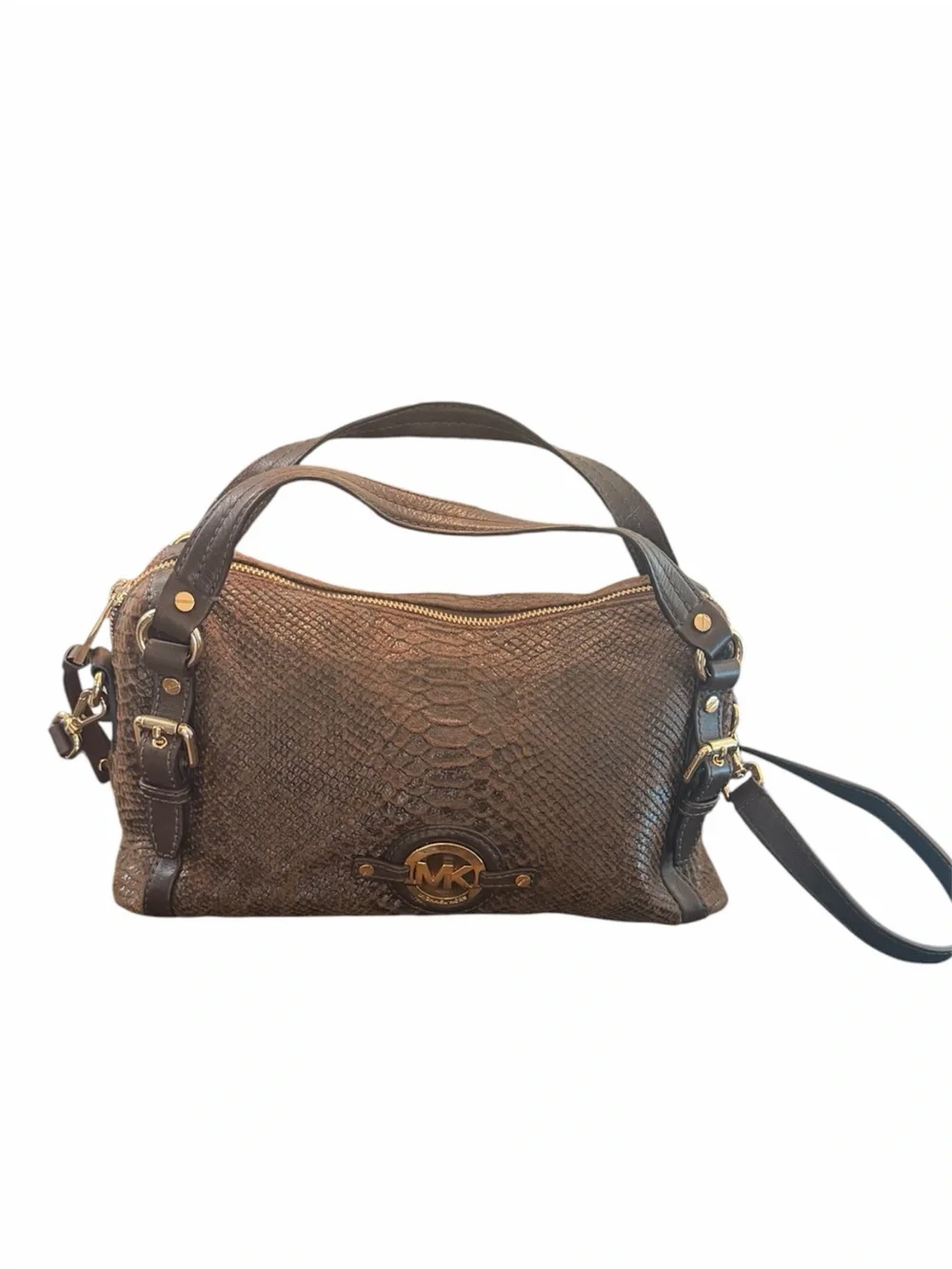 Michael Kors Leather Snake Print Purse Shoulder Bag Cross Body Strap